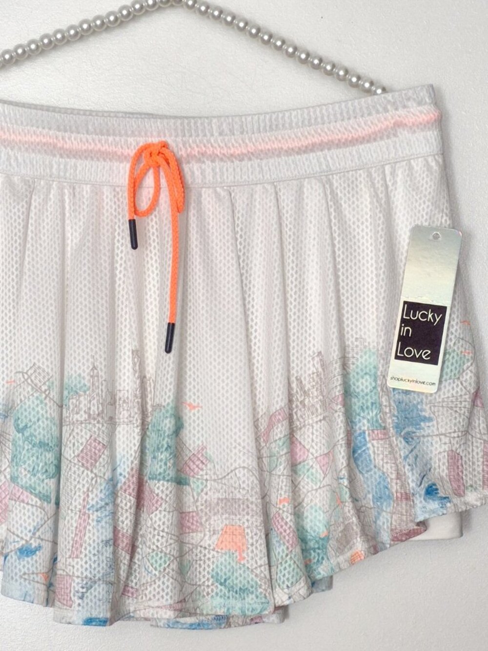 Lucky in Love Tennis/Golf/Pickleball Skort White Combo Size L NWT